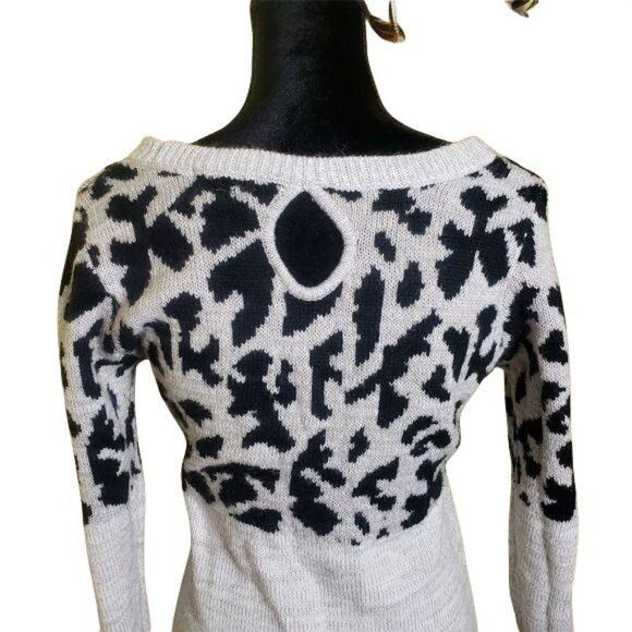 Knit Animal Print Sweater Mini Dress sz s - Picture 5 of 7